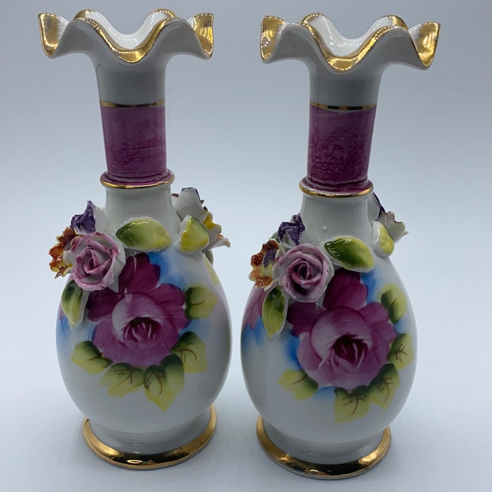 VTG Bone China Bud Vases Set